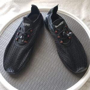DOUSSPRT Water Shoes Mens 12.5 Black Mesh Quick Dry Aqua Slip On Beach Swim
